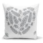 - K2249 - Realhomes Tüy Desen Kalp Motifli Dijital Baskılı Dekoratif Kırlent Kılıfı Realhomes