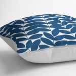- K2256-3 - Realhomes Lacivert Yaprak Desenli Dijital Baskılı Dekoratif Yastık Kılıfı Realhomes