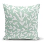 - K2260 - Realhomes Mind Yeşili Zeminli Yaprak Motifli Dijital Baskılı Kırlent Kılıfı Realhomes