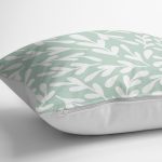 - K2260-3 - Realhomes Mind Yeşili Zeminli Yaprak Motifli Dijital Baskılı Kırlent Kılıfı Realhomes