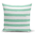 - K2261 - Realhomes Su Yeşili Çizgili Dijital Baskılı Modern Yastık Kırlent Kılıfı Realhomes
