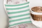 - K2261-2 - Realhomes Su Yeşili Çizgili Dijital Baskılı Modern Yastık Kırlent Kılıfı Realhomes