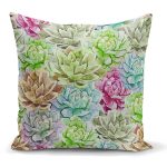 - K2266 - Realhomes Zambak Temalı Dijital Baskılı Dekoratif Kırlent Kılıfı Realhomes