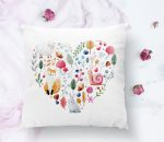 Kalp Motifli Doğa Temalı Dijital Baskılı Modern Kırlent Kılıfı Realhomes