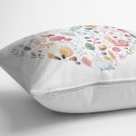 Kalp Motifli Doğa Temalı Dijital Baskılı Modern Kırlent Kılıfı Realhomes