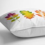 - K2277-3 - Realhomes  Modern Renkli Yaprak Desenli Dijital Baskılı Kırlent Kılıfı Realhomes