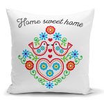 - K2279 - Realhomes  Home Sweet Home Yazılı Dijital Baskılı Modern Kırlent Kılıfı Realhomes