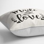 Made With Love Yazılı Dijital Baskılı Modern Kırlent Kılıfı Realhomes