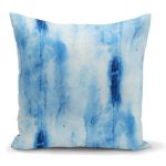 - K2292 - Realhomes  Mavi Renkli Ebru Desenli Dijital Baskılı Modern Yastık Kılıfı Realhomes