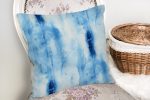 - K2292-2 - Realhomes  Mavi Renkli Ebru Desenli Dijital Baskılı Modern Yastık Kılıfı Realhomes