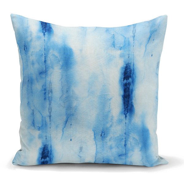 - K2292 - Realhomes  Mavi Renkli Ebru Desenli Dijital Baskılı Modern Yastık Kılıfı Realhomes