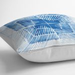 - K2300-3 - Realhomes  Mavi Kareli Resimli Dijital Baskılı Modern Kırlent Kılıfı Realhomes