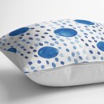 Mavi Yuvarlak Desenli Dijital Baskılı Modern Yastık Kılıfı Realhomes