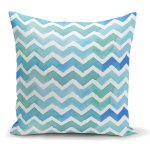 - K2315 - Realhomes Sulu Boyalı Zigzag Desenli Dijital Baskılı Kırlent Kılıfı Realhomes