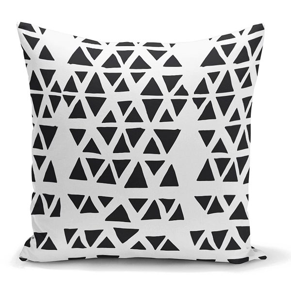 - K2322 - Realhomes  Siyah Üçgen Motifli Dijital Baskılı Modern Yastık Kılıfı Realhomes