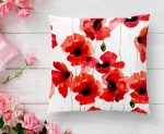 - K2323-1 - Realhomes Kırmızı Çiçekli Dijital Baskılı Dekoratif Kırlent Kılıfı Realhomes