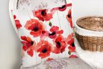 - K2323-2 - Realhomes Kırmızı Çiçekli Dijital Baskılı Dekoratif Kırlent Kılıfı Realhomes