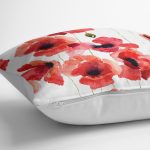 - K2323-3 - Realhomes Kırmızı Çiçekli Dijital Baskılı Dekoratif Kırlent Kılıfı Realhomes