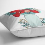 - K2325-3 - Realhomes  Saksıdaki Çiçekler Temalı Dijital Baskılı Kırlent Kılıfı Realhomes