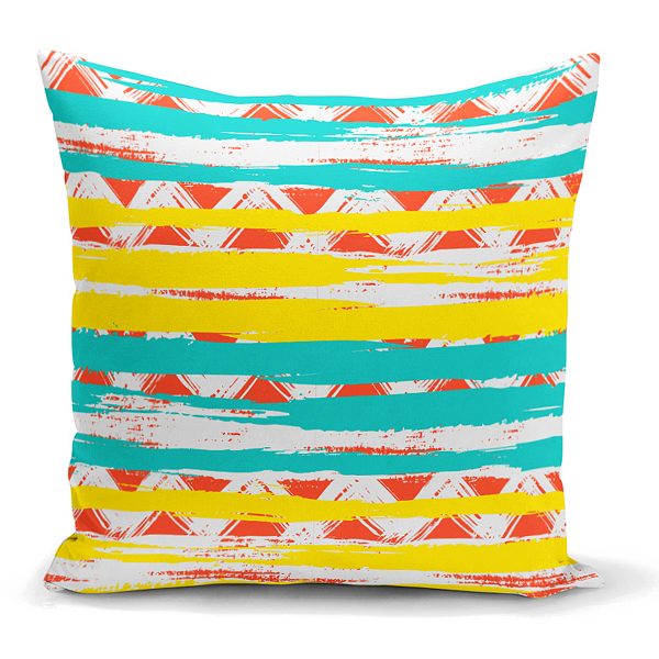 - K2338 - Realhomes  Renkli Geometrik Desenler Temalı Dekoratif Yastık Kırlent Kılıfı Realhomes