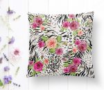 - K2339-1 - Realhomes Leopar Gül Motifli Dekoratif Yastık Kırlent Kılıfı Realhomes