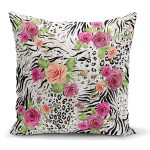 - K2339 - Realhomes Leopar Gül Motifli Dekoratif Yastık Kırlent Kılıfı Realhomes