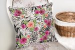 - K2339-2 - Realhomes Leopar Gül Motifli Dekoratif Yastık Kırlent Kılıfı Realhomes