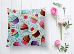 - K2340-1 - Realhomes Renkli Cupcake Desenli Dijital Yastık Kırlent Kılıfı Realhomes