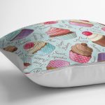 - K2340-3 - Realhomes Renkli Cupcake Desenli Dijital Yastık Kırlent Kılıfı Realhomes