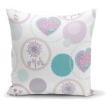 - K2342 - Realhomes Pastel Rengarenk Yuvarlak Çiçekler Dijital Baskılı Yastık Kırlent Kılıfı Realhomes