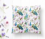 - K2344-1 - Realhomes Tavuzkuşu ve Çiçek Motifli Dekoratif Yastık Kırlent Kılıfı Realhomes