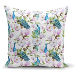 - K2344 - Realhomes Tavuzkuşu ve Çiçek Motifli Dekoratif Yastık Kırlent Kılıfı Realhomes
