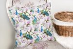 - K2344-2 - Realhomes Tavuzkuşu ve Çiçek Motifli Dekoratif Yastık Kırlent Kılıfı Realhomes