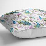 - K2344-3 - Realhomes Tavuzkuşu ve Çiçek Motifli Dekoratif Yastık Kırlent Kılıfı Realhomes