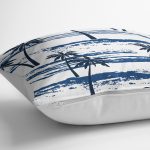 - K2346-3 - Realhomes Mavi Palmiye Desenli Dekoratif Yastık Kırlent Kılıfı Realhomes