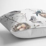 - K2347-3 - Realhomes Kuşlar ve Dal Desenli Dekoratif Yastık Kırlent Kılıfı Realhomes