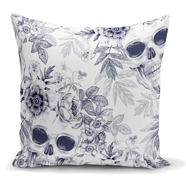 - K2348 - Realhomes  Kurukafa ve Çiçekler Motifli Dekoratif Yastık Kırlent Kılıfı Realhomes