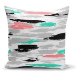 - K2353 - Realhomes  Renkli Fırça Darbeleri Desenli Dekoratif Yastık Kırlent Kılıfı Realhomes