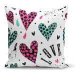 - K2355 - Realhomes Kalpli Love Desenli Dekoratif Yastık Kırlent Kılıfı Realhomes