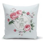 - K2356 - Realhomes  For You Çiçekli Dijital Baskı Dekoratif Yastık Kırlent Kılıfı Realhomes