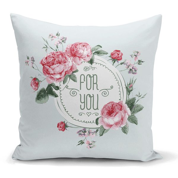 - K2356 - Realhomes  For You Çiçekli Dijital Baskı Dekoratif Yastık Kırlent Kılıfı Realhomes
