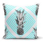 - K2358 - Realhomes Geometrik Ananas Desenli Dkeoratif Yastık Kırlent Kılıfı Realhomes