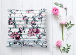 Çizgili Çiçek Desenli Dijital Baskılı Dekoratif Yastık Kırlent Kılıfı Realhomes