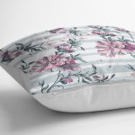 Çizgili Çiçek Desenli Dijital Baskılı Dekoratif Yastık Kırlent Kılıfı Realhomes