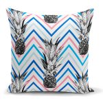 - K2362 - Realhomes Zigzag Zeminde Ananaslar Dekoratif Yastık Kırlent Kılıfı Realhomes