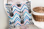 - K2362-2 - Realhomes Zigzag Zeminde Ananaslar Dekoratif Yastık Kırlent Kılıfı Realhomes
