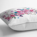 Şarmaşık Gül Desenli Kuş Motifli Dijital Baskılı Yastık Kırlent Kılıfı Realhomes