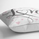 Love Yazılı Kalp Puanlı Motifli Dekoratif Yastık Kırlent Kılıfı Realhomes