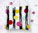 - K2379-1 - Realhomes  Dikey Temalı Gökkuşağı Puanlı Desenli Dijital Baskılı Yastık Kırlent Kılıfı Realhomes