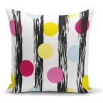 - K2379 - Realhomes  Dikey Temalı Gökkuşağı Puanlı Desenli Dijital Baskılı Yastık Kırlent Kılıfı Realhomes